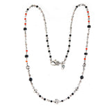 Silver Neckchain Rough Tubes with BLADES CROSS Balls and Beads