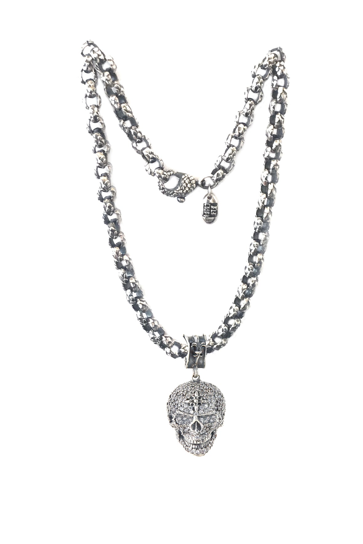 Silver Pendant SKULL XL  Pave´ 40