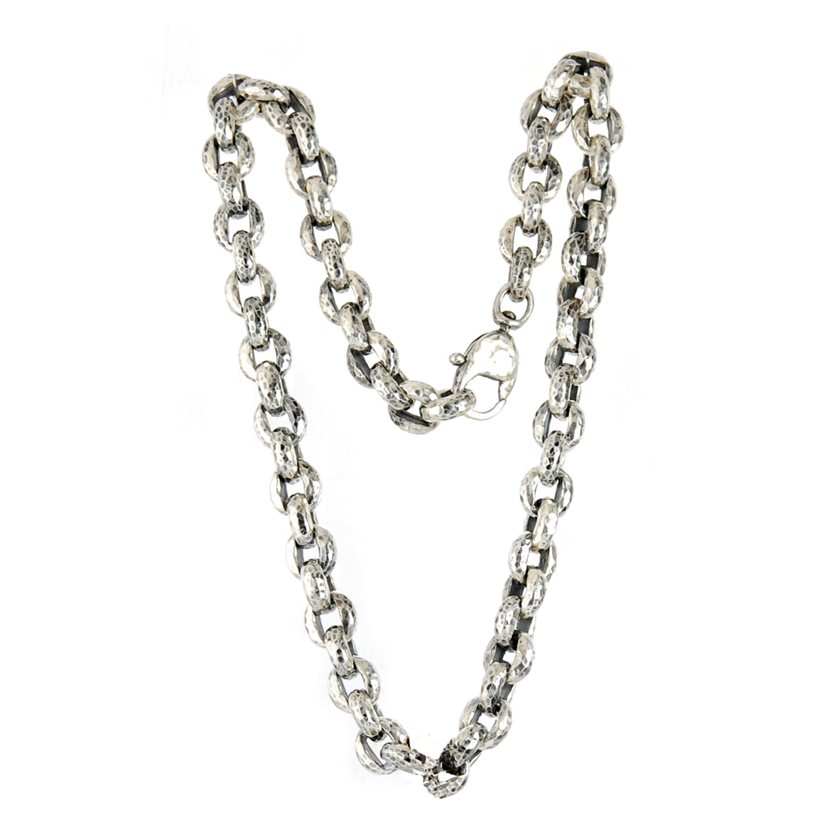 Silver PEAS Chain Hammered Super Heavy