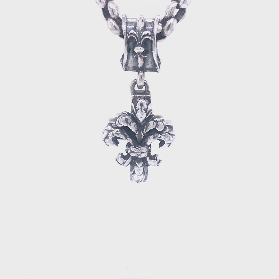 Silver Pendant LILY ON CROSS S  with Dragon Scales