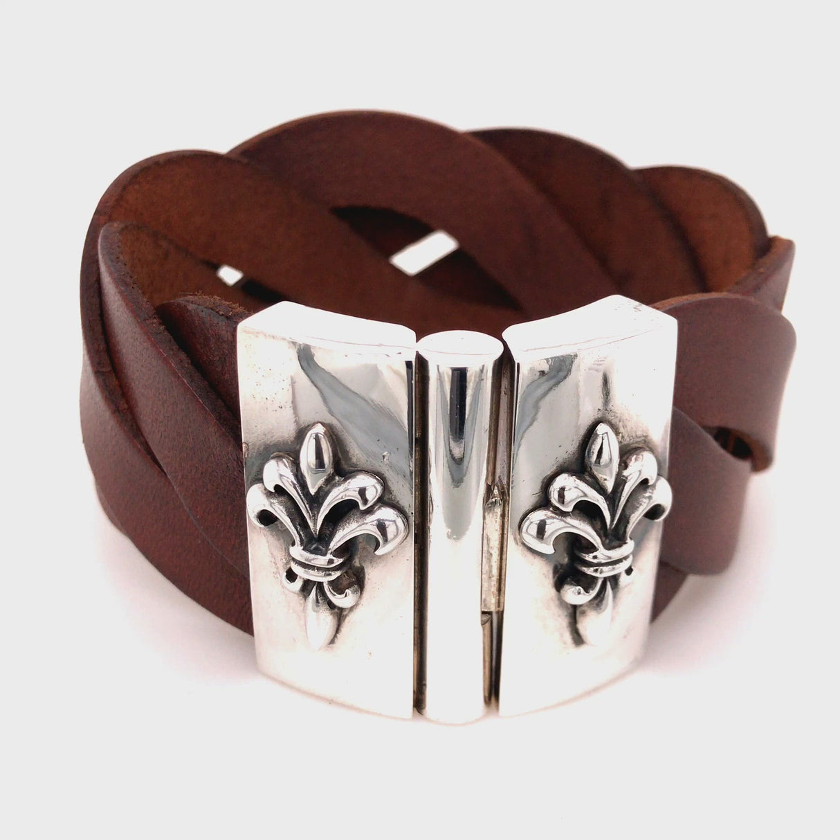 Silver Leather Bracelet with LILY