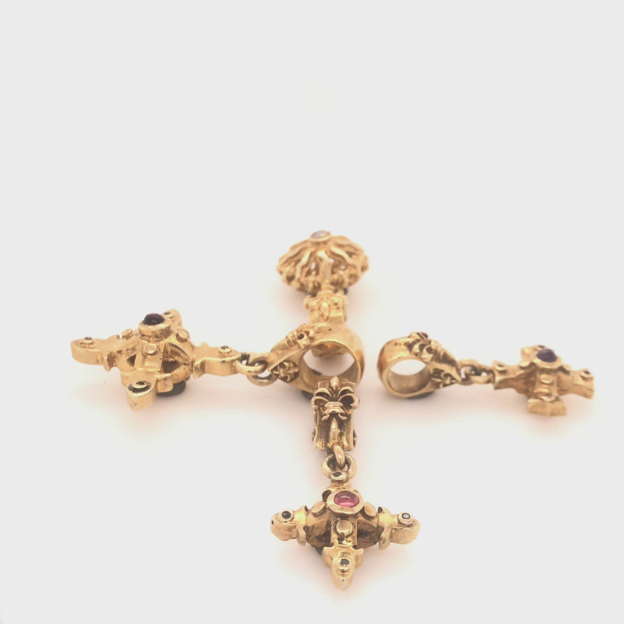 Silberanhänger SMITH CROSS Körper und Steine, Silber vergoldet 30