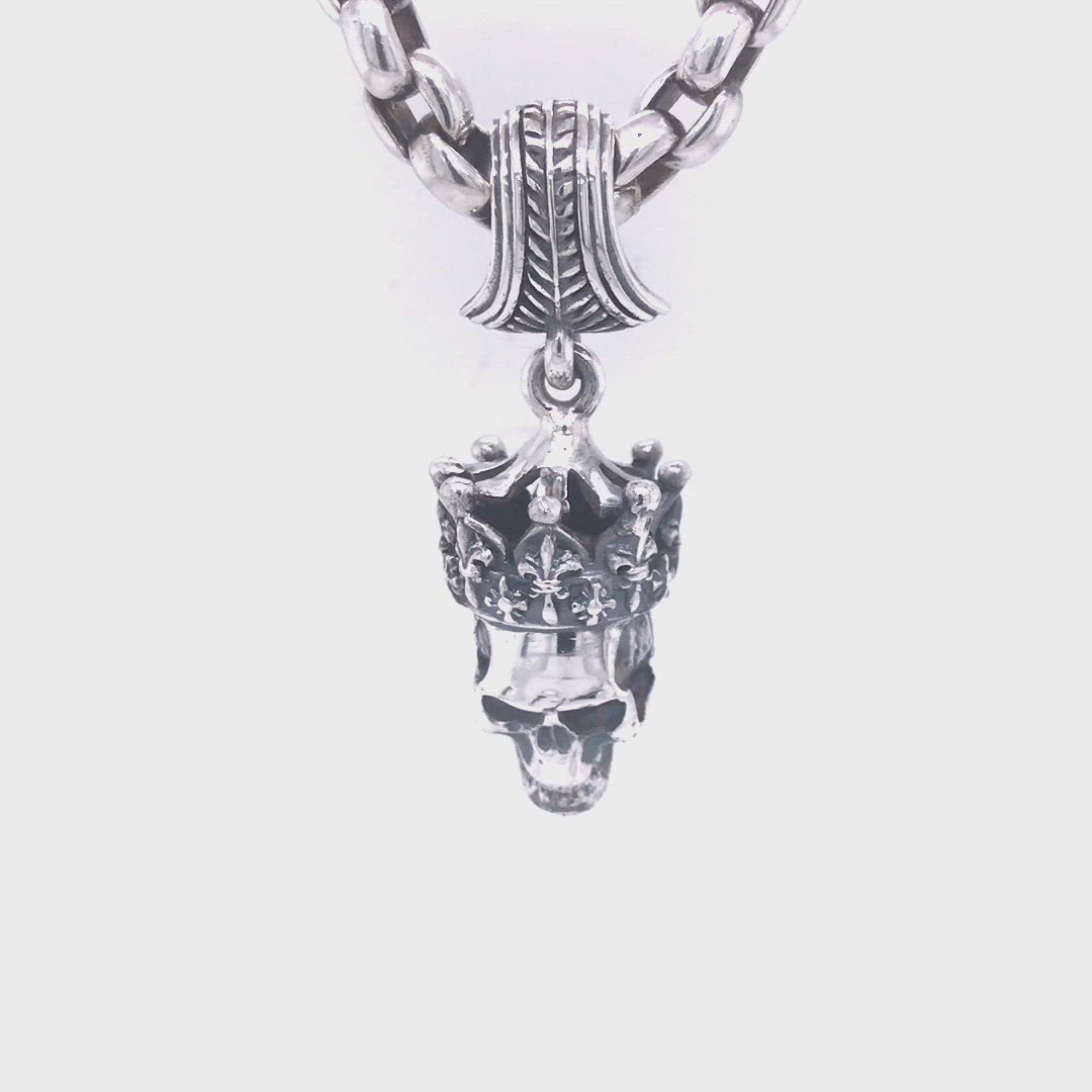 Silver Pendant CROWNED SKULL