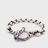Silver Bracelet PEAS Chain M Plain with Lily Stick