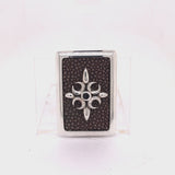 Silver Moneyclip CRESCENT STAR with Searay and Rectangular Frame