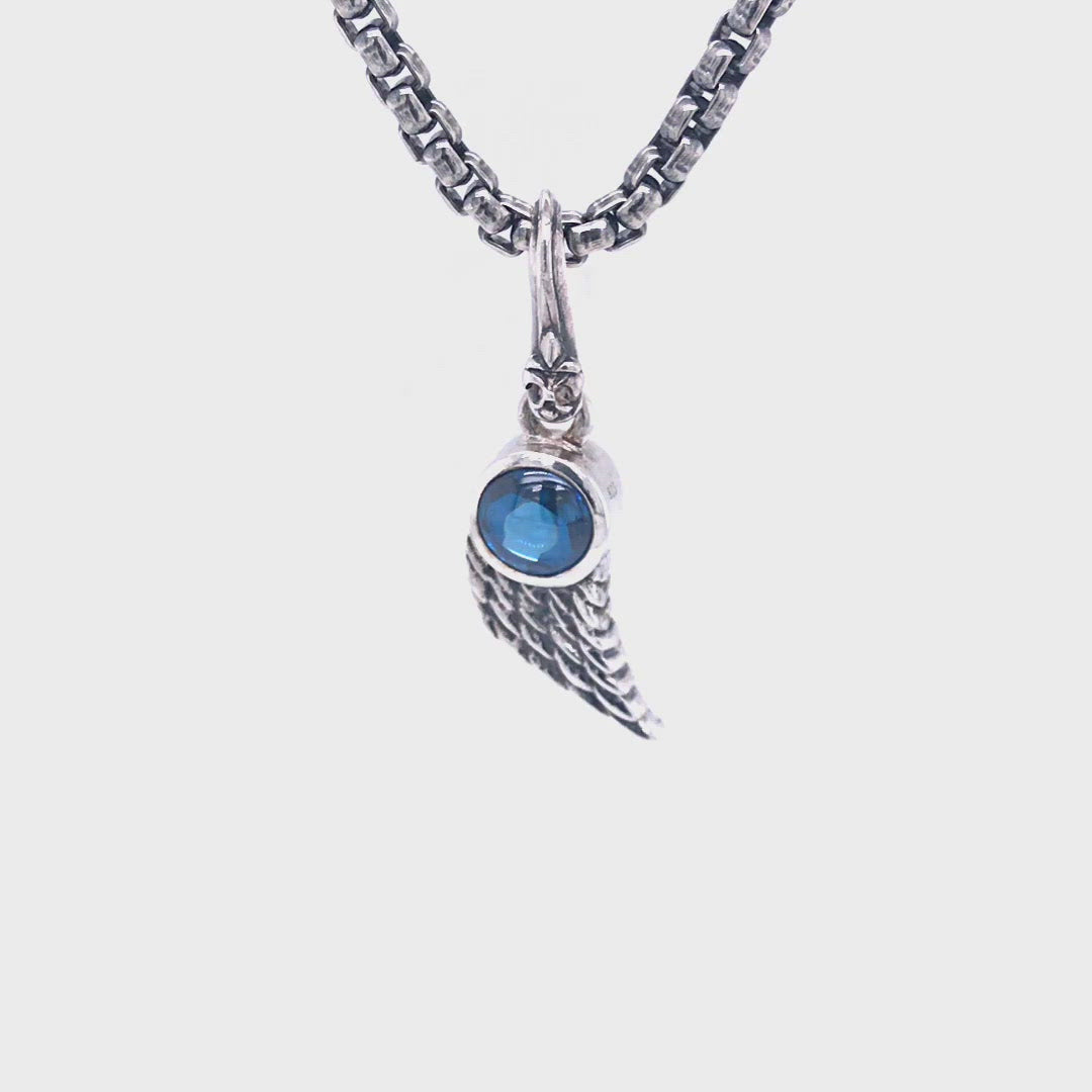 Silver Pendant Wing with Stone and Lily Hook