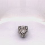 Silver Ring LEOPARD Head M Hammered