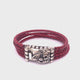 Silver-Leather Bracelet SHIELD with METEORITE for Four Leather Strings 3.5