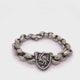 Silver Bracelet Faceted Peas Chain with DRAGON FIRE Shield