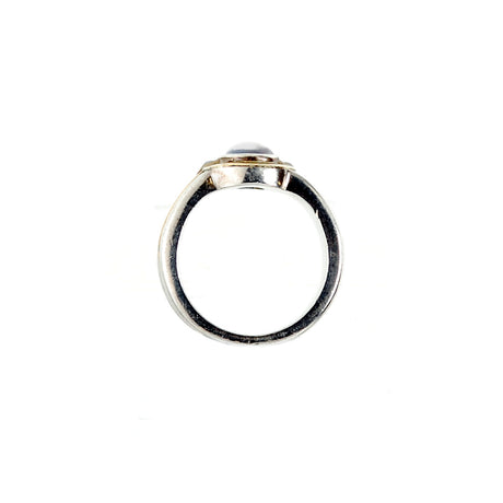 Silver Ring Oval Moonstone with 18ct Gold Stripes