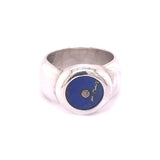 Silver Ring CLASSIC with Round ff Stone Plate plus STONE