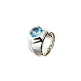 Silver Ring HEXAGON  FF Stone