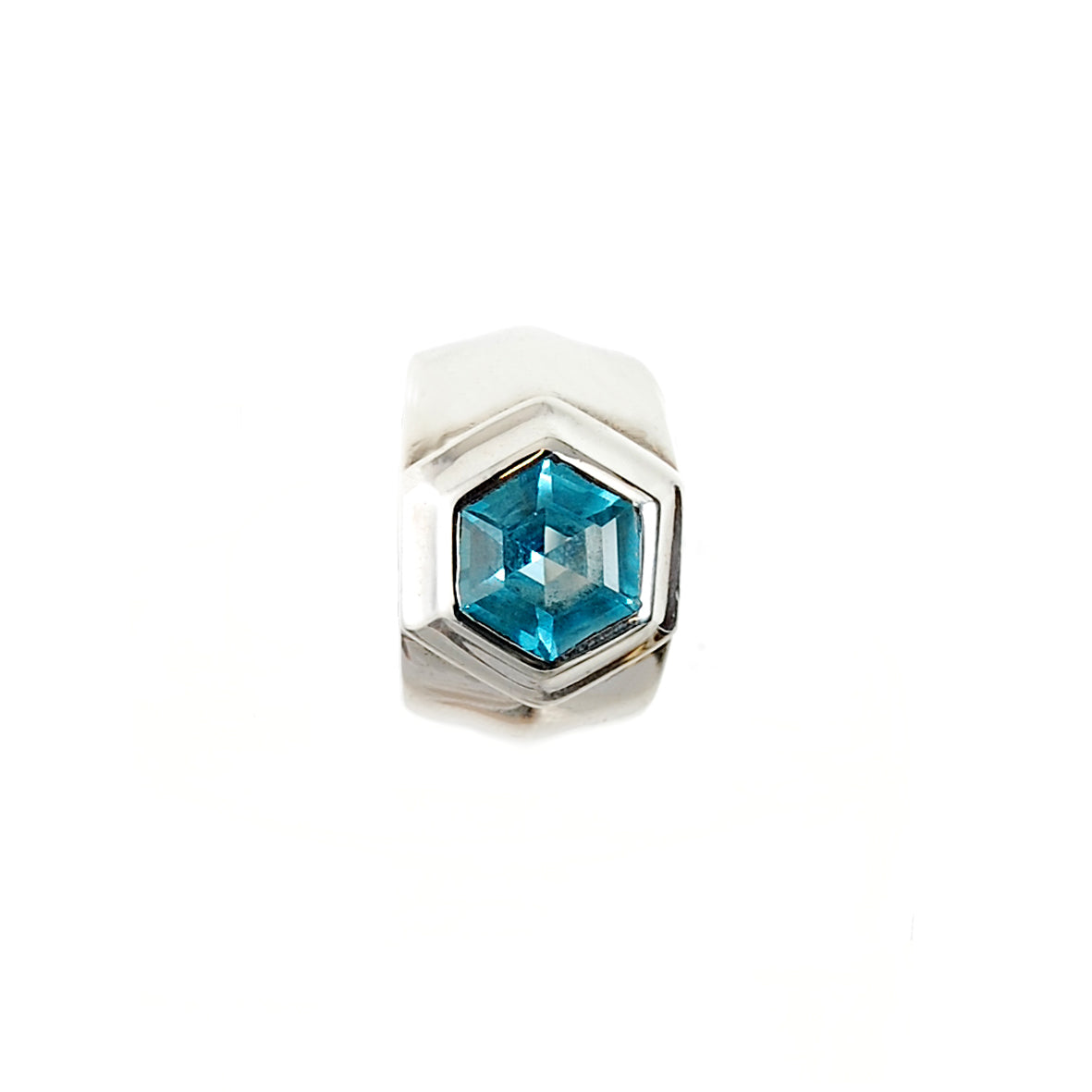 Silver Ring HEXAGON  FF Stone