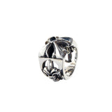 Silver Ring SPROUTS CROSS L open and Stone