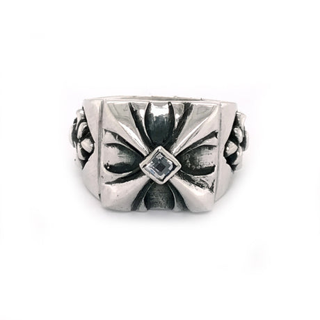 Silver Ring SPROUTS CROSS with Lily Band
