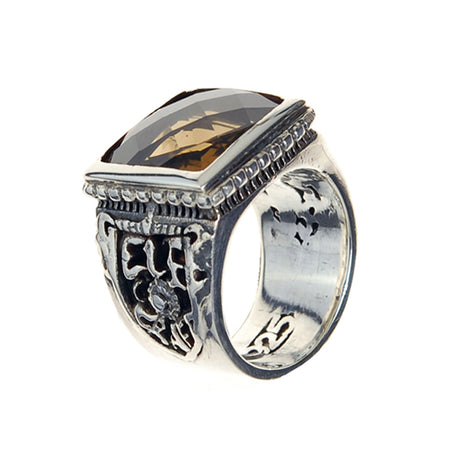 Silver Ring CAREE Stone on SHIELD Band