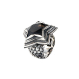 Silberring ELFIN STAR L auf Drachenschuppenband