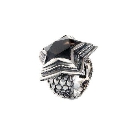 Silberring ELFIN STAR L auf Drachenschuppenband