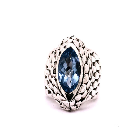 Silver Ring DRAGON SCALES and NAVETTE Holder