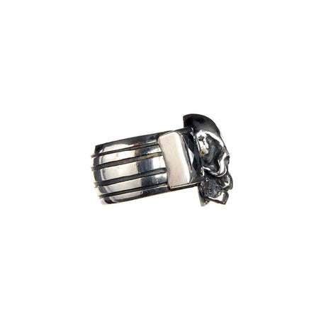 Silver Ring SKULL with Baguette Stones
