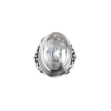 Silver Ring Elfin Oval GARDEN AT NIGHT and Stone Facetted