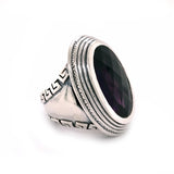 Silver Ring Oval Elfin´Frame and Stone with Meander Band