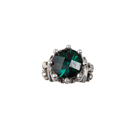 Silver Ring  CROWN Checkered Stone