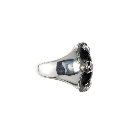 Silberner Ring TOTENKOPF Steinhalter Krone