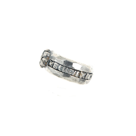 Silver Ring LILY with Faceted Band and BELIEVE IN YOUR DREAMS