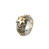 Silver Ring METEORITE STAR and 18 ct. Gold BELIEVE IN YOUR DREAMS