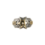 Silver Ring METEORITE STAR and 18 ct. Gold BELIEVE IN YOUR DREAMS