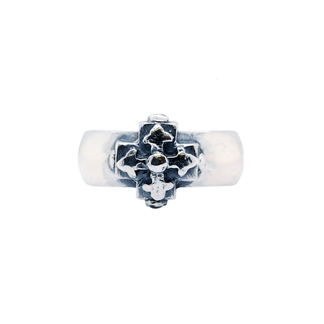 Silver Ring Greek Cross and Blades Cross