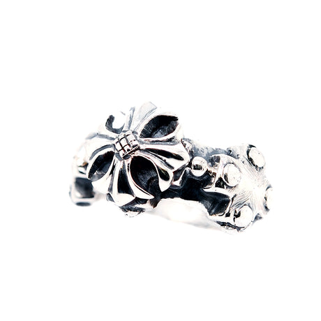 Silver Ring 3 Greek Crosses Faceted and MALTESER CROSS middle