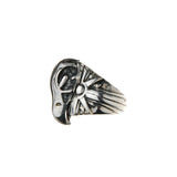 Silver Ring EAGLE SKULL with MorningStar Band