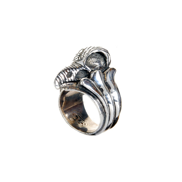 Silver Ring EAGLE SKULL Engraved and Sproutsband