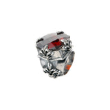 Silver Ring BAROQUE and LILIES and Checkered Stone