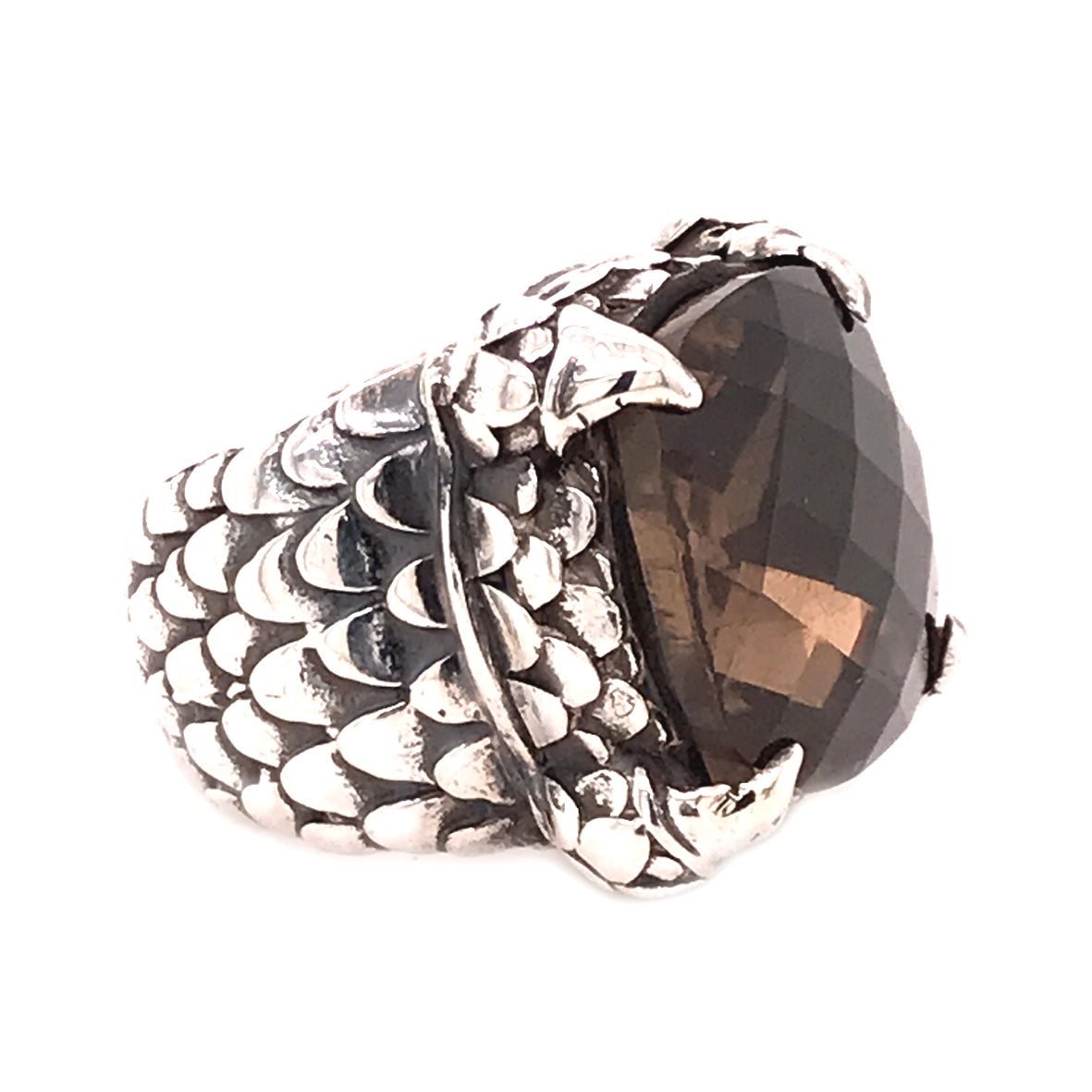 Silver Ring DRAGON CLAW with Dragon Scales Band