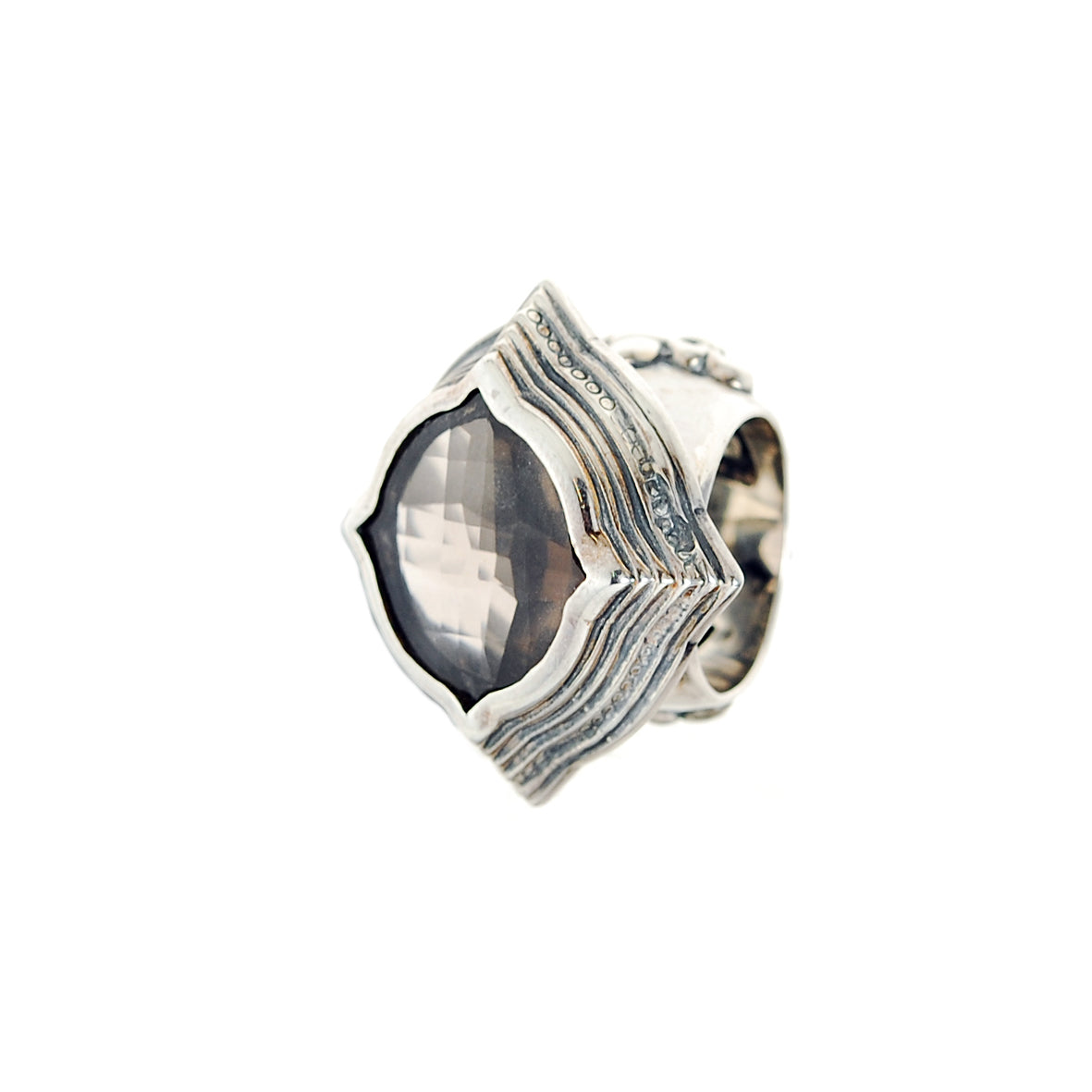 Silver Ring BAROQUE Elfin´Frame with Plain Lily Band