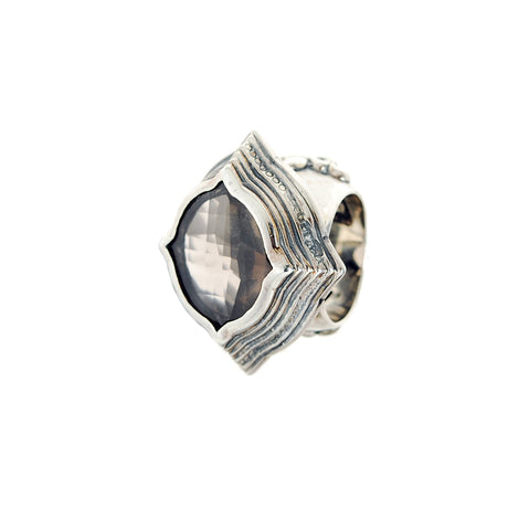 Silver Ring BAROQUE Elfin´Frame with Plain Lily Band