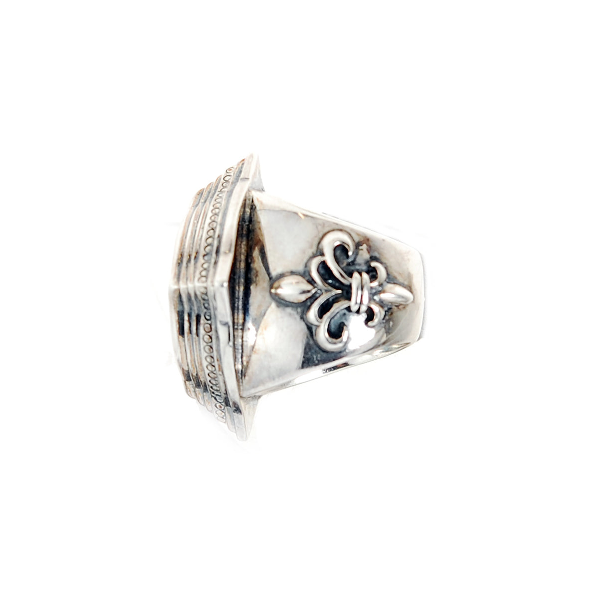 Silver Ring BAROQUE Elfin´Frame with Plain Lily Band