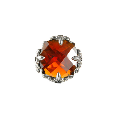 Silver Ring BAROQUE and CROWN and Checkered Stone