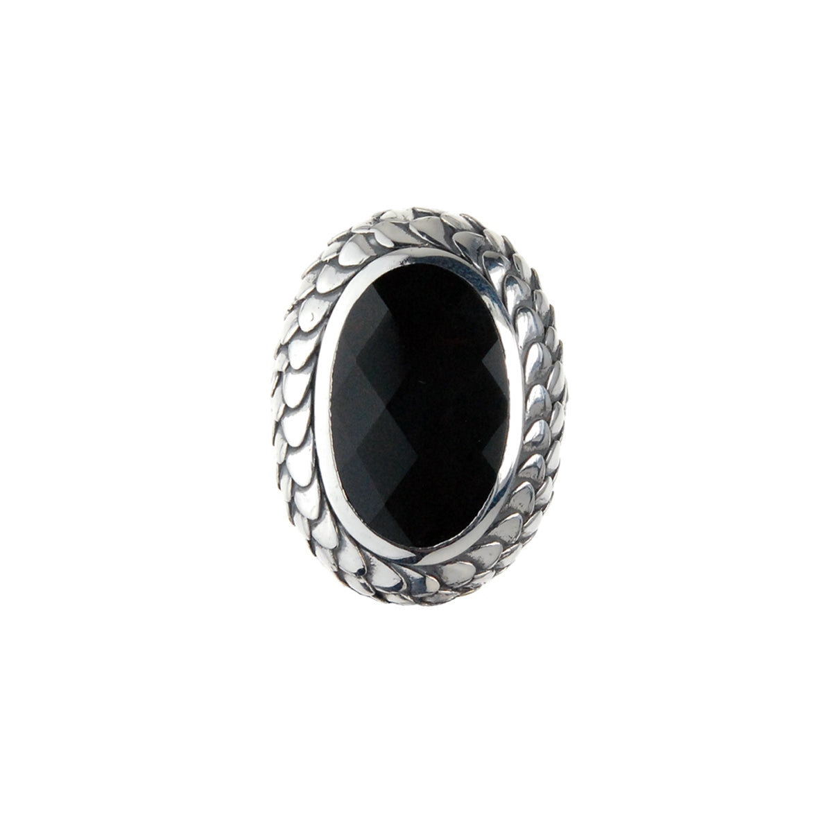 Silver Ring DRAGON SCALES with Oval Stone