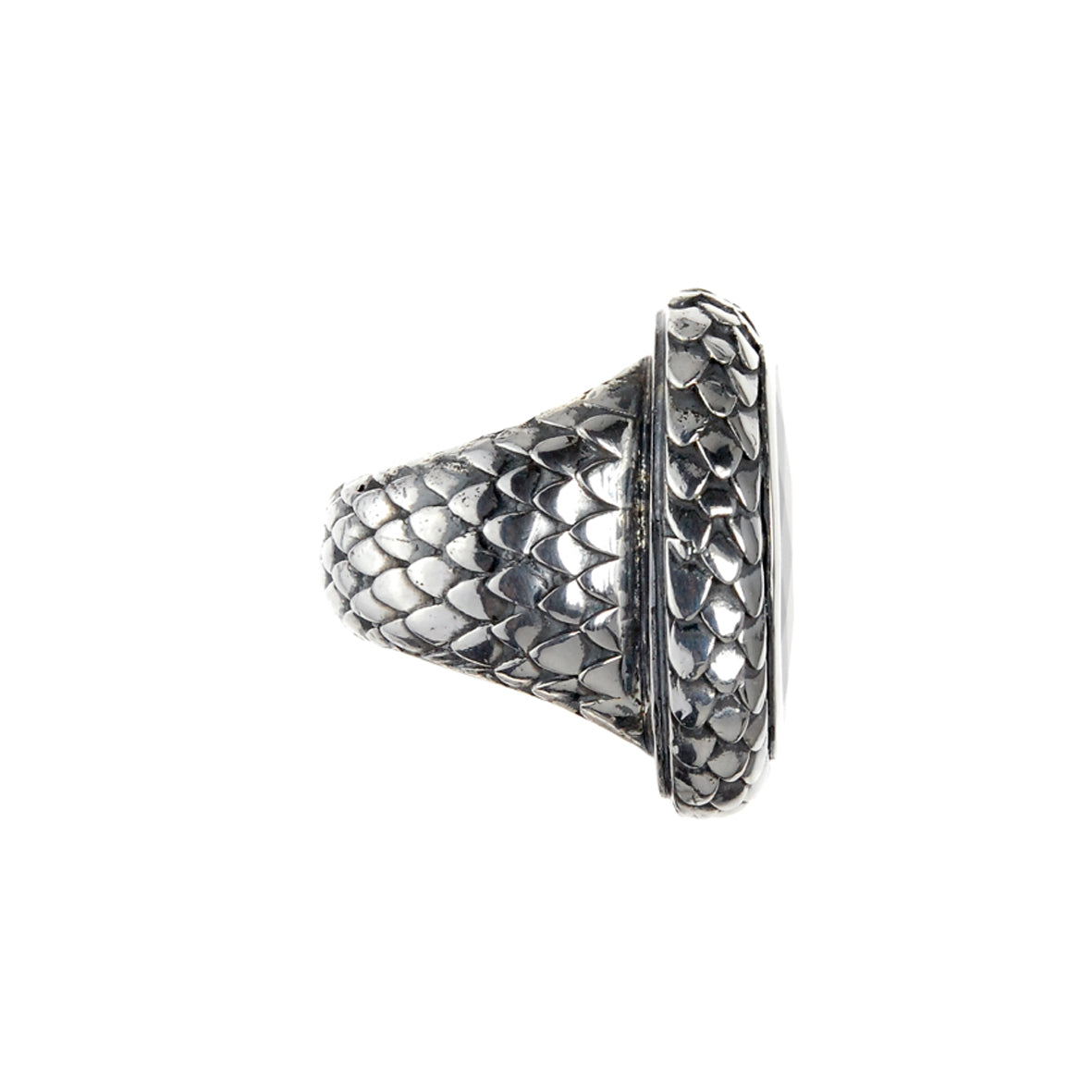 Silver Ring DRAGON SCALES with Oval Stone