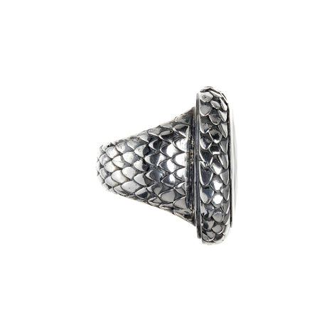 Silver Ring DRAGON SCALES with Oval Stone
