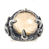 Silver Ring DRAGON CLAW Stoneholder on Crescent Star Band