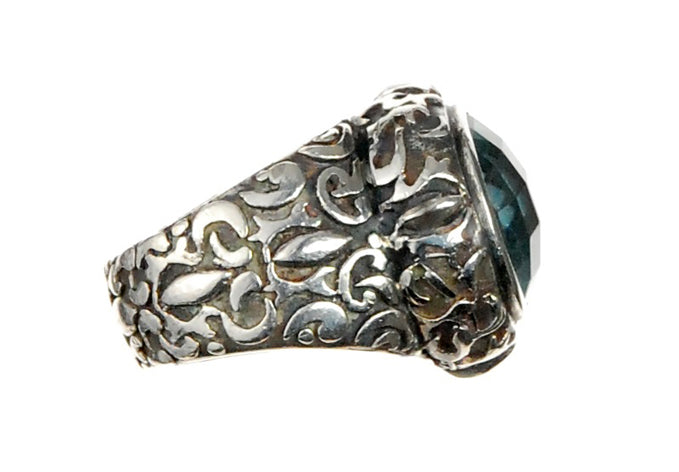 Silver Ring Round GARDEN AT NIGHT Stoneholder