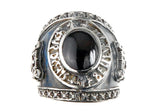 Silver Ring MAGIC with SHIELD and Oval Stone