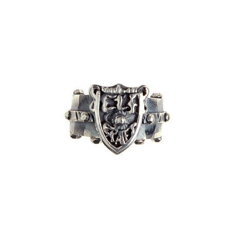 Silver Ring Faceted Body Rivets SHIELD