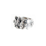 Silver Ring Faceted Body Rivets CROWN