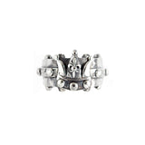 Silver Ring Faceted Body Rivets CROWN